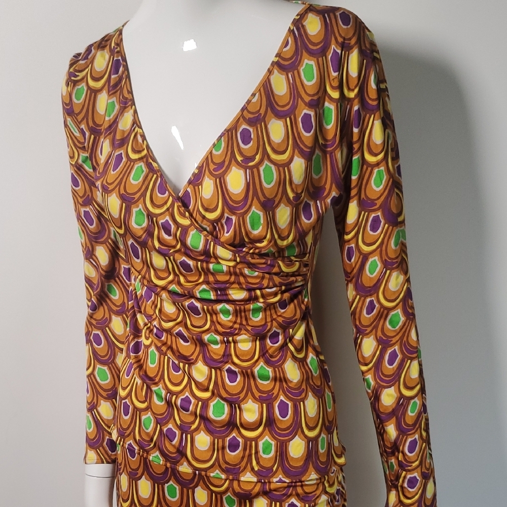 VINTAGE Emilio Pucci 77RN21 Peacock Print Silk Jersey 2pc Set - Top & Skirt - Picture 3 of 16